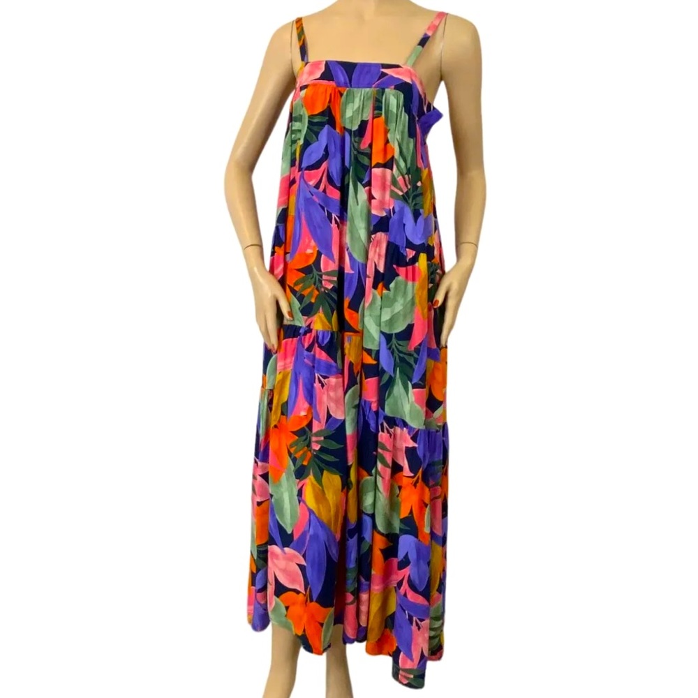 Vibrant Floral Maxi Dress with Spaghetti Straps - Multicolor